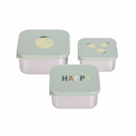 Lässig Snackbox Edelstahl 3er Set Zitron